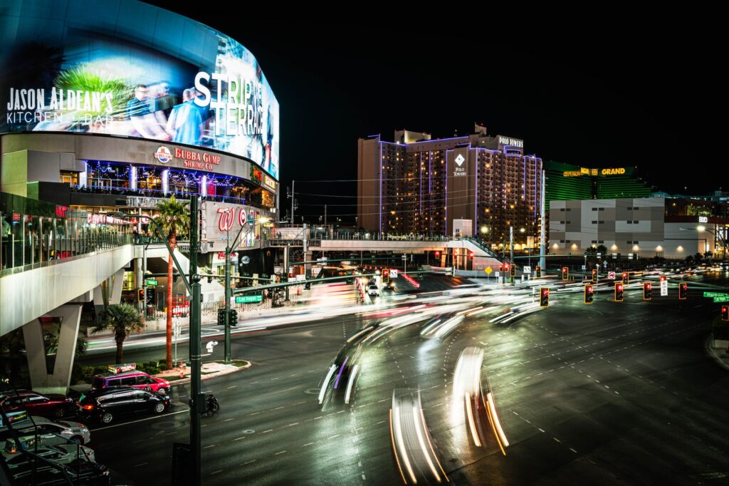 Aerial view of a busy Las Vegas intersection known for traffic incidents. — las vegas road safety